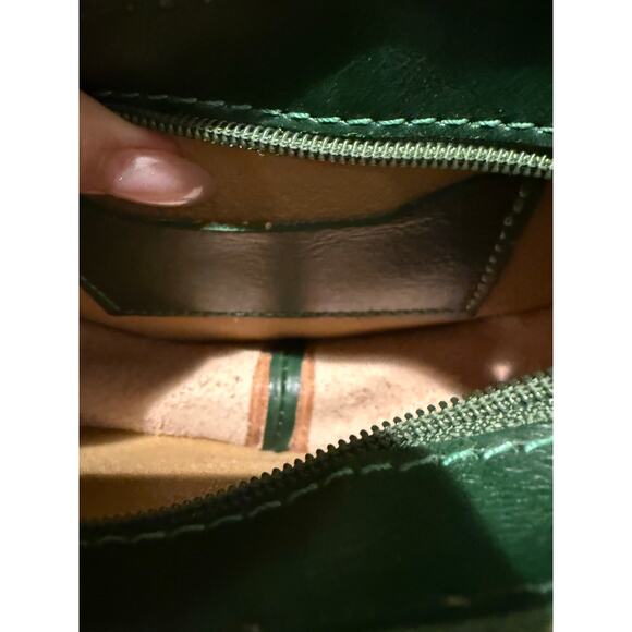 Vera Pelle Green Italian Leather Crossbody Bag Brass Hardware - Picture 6 of 7